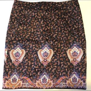 NWT! J Crew The Pencil Skirt in black paisley
